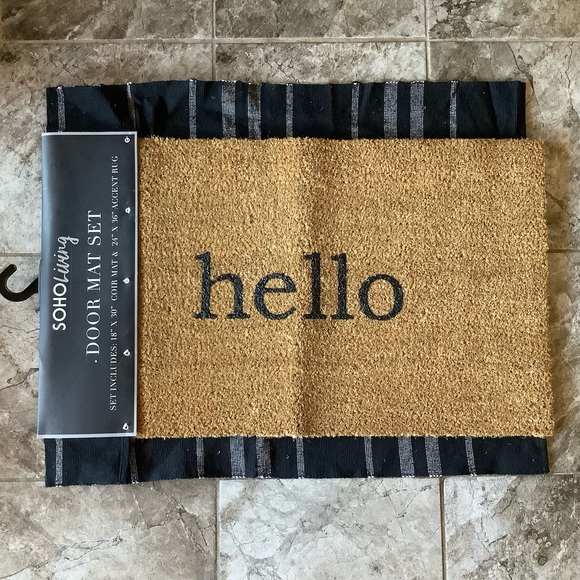Soho Living 2 Piece Hello Coir Mat & Scatter Rug - Picture 2 of 4